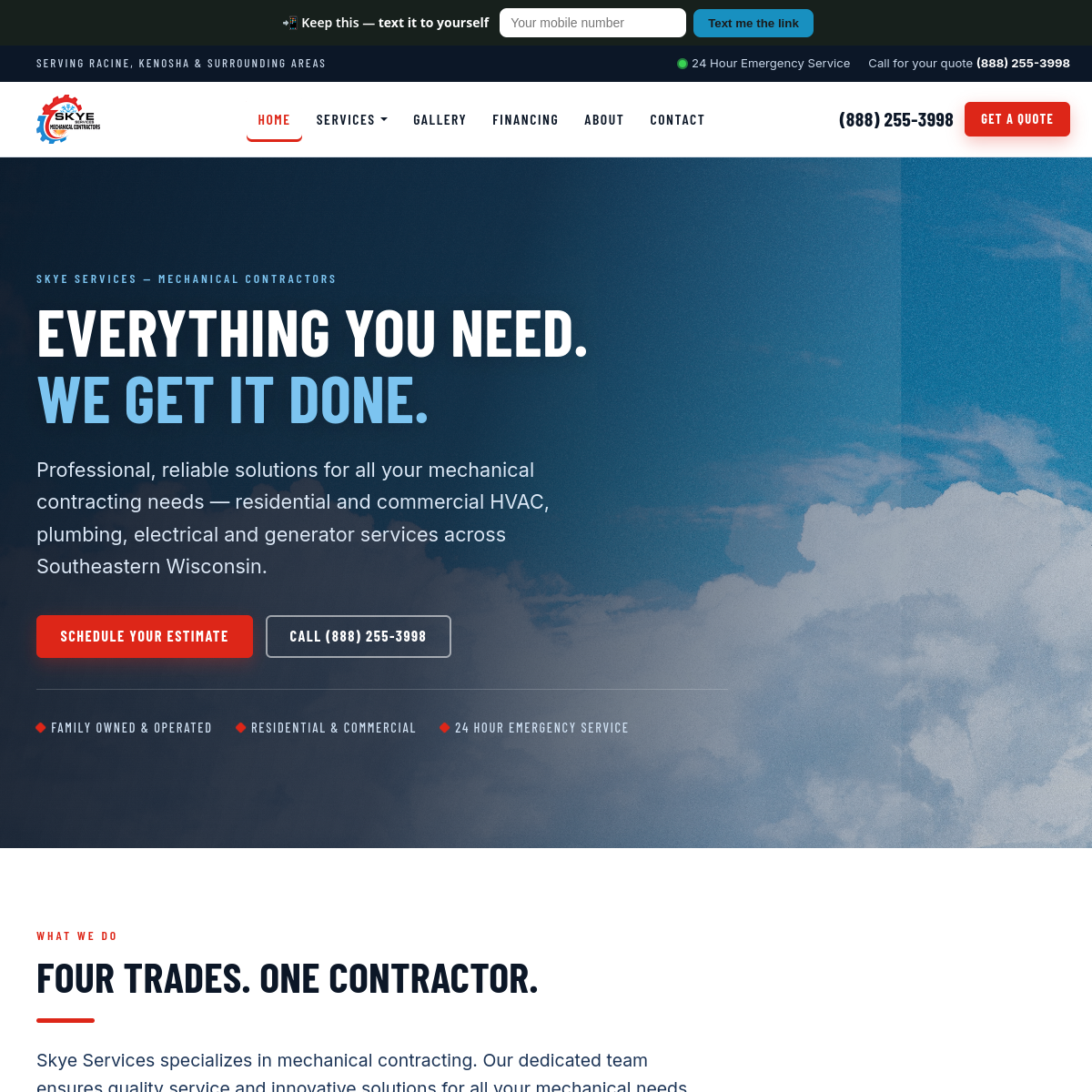 Skye Services Mechanical Contractors — Ryzor rebuild